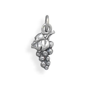 Sterling Silver Oxidized Grapes Bracelet Charm