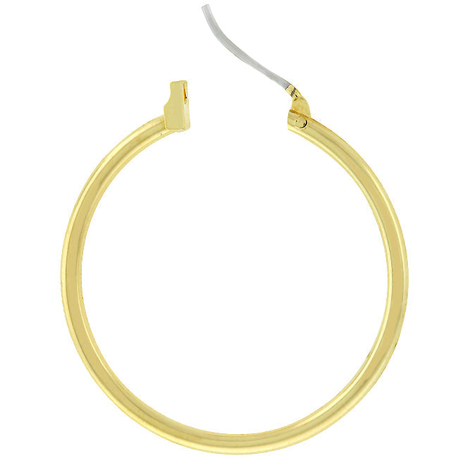 Precious Stars Goldtone 32mm Round Hoop Earrings