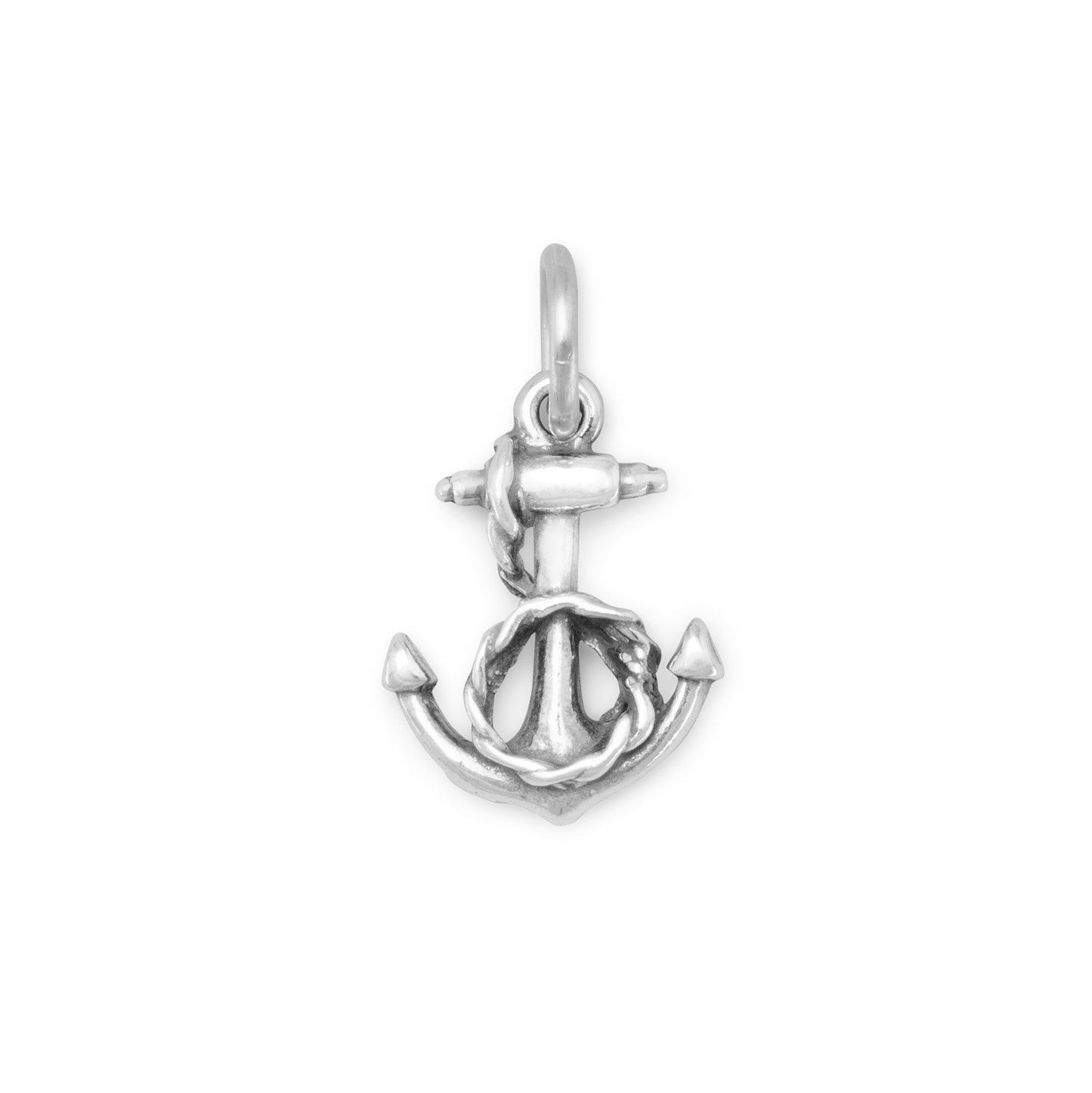 Sterling Silver Anchor and Rope Bracelet Charm