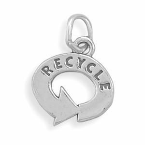 Sterling Silver Recycle Symbol Bracelet Charm