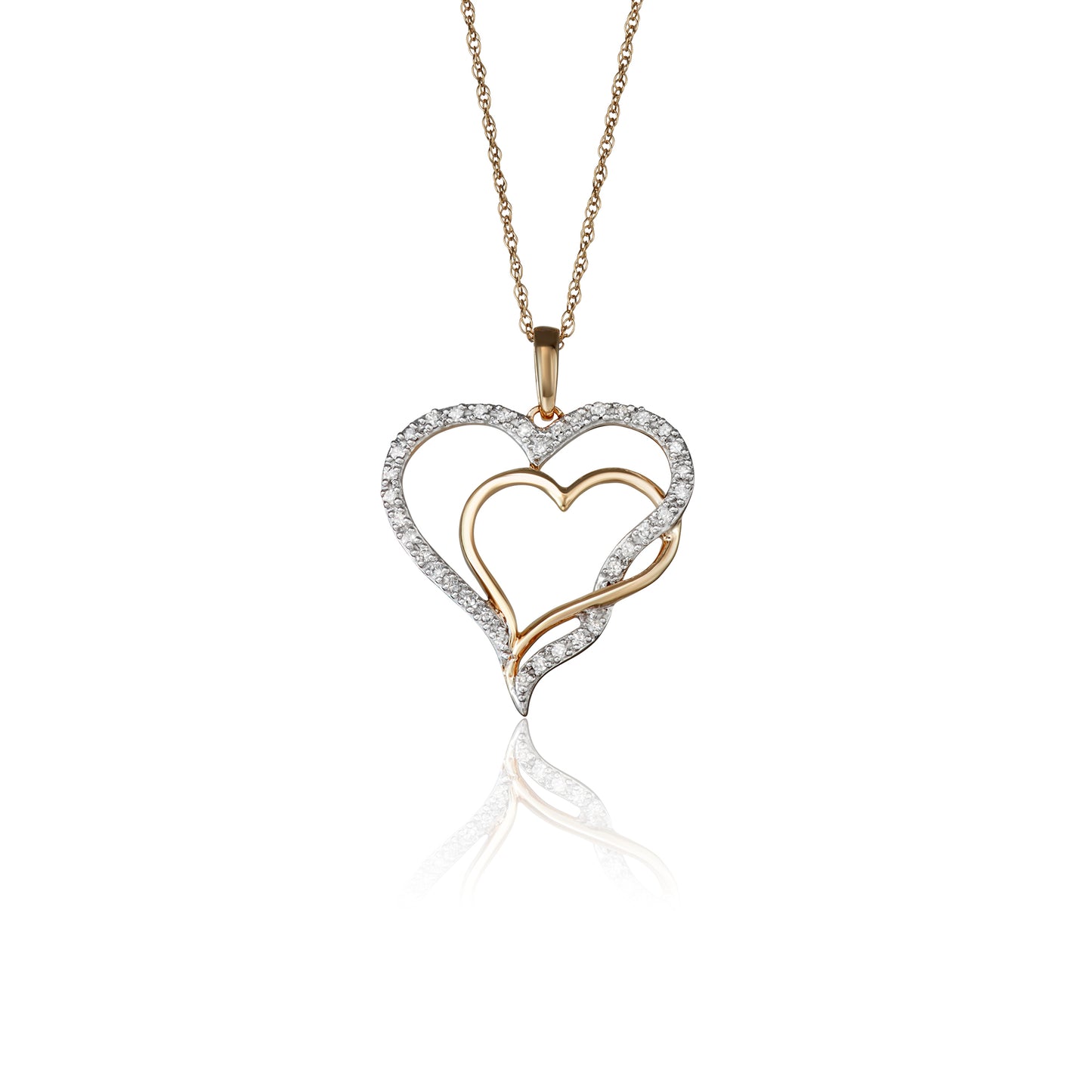 10k Yellow Gold 0.15 ct TDW White Diamond Heart Necklace