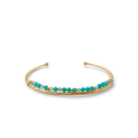 14k Goldplated Silver Amazonite and Labradorite Cuff