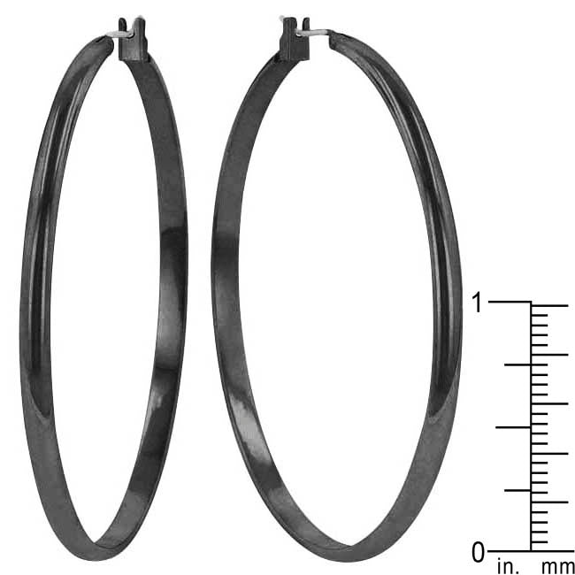 Precious Stars Gunmetal Black Plated 55mm Large Hoop Earrings