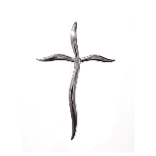 Sterling Silver Large Curved Cross Charm Pendant