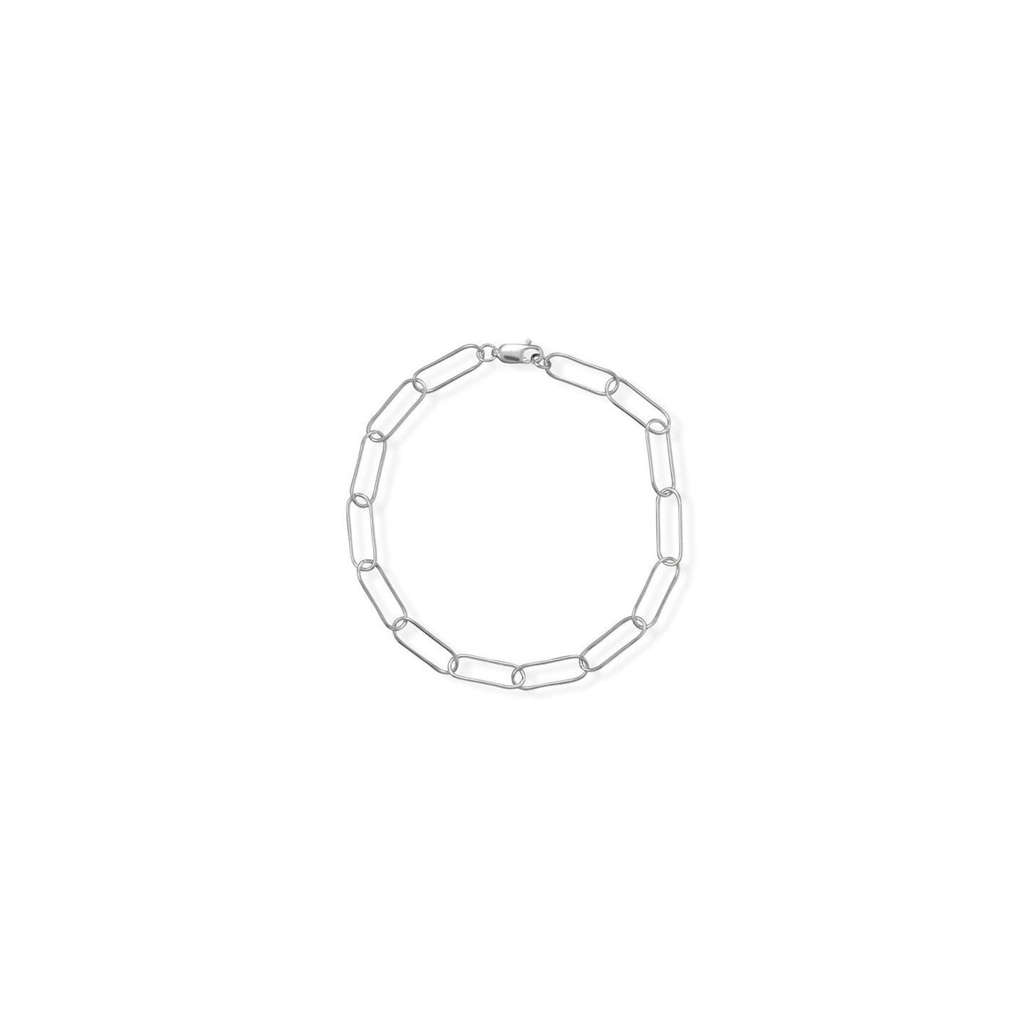 Rhodium Plated Sterling Silver 8" Paperclip Bracelet