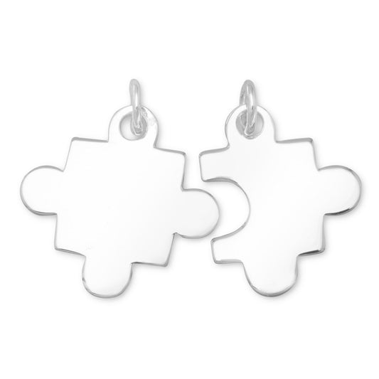 Sterling Silver Rhodium Plated Puzzle Piece Bracelet Charms