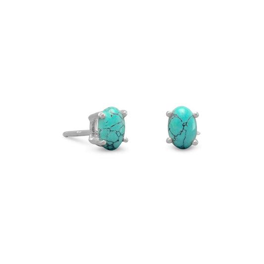 Sterling Silver Reconstituted Turquoise Stud Earrings