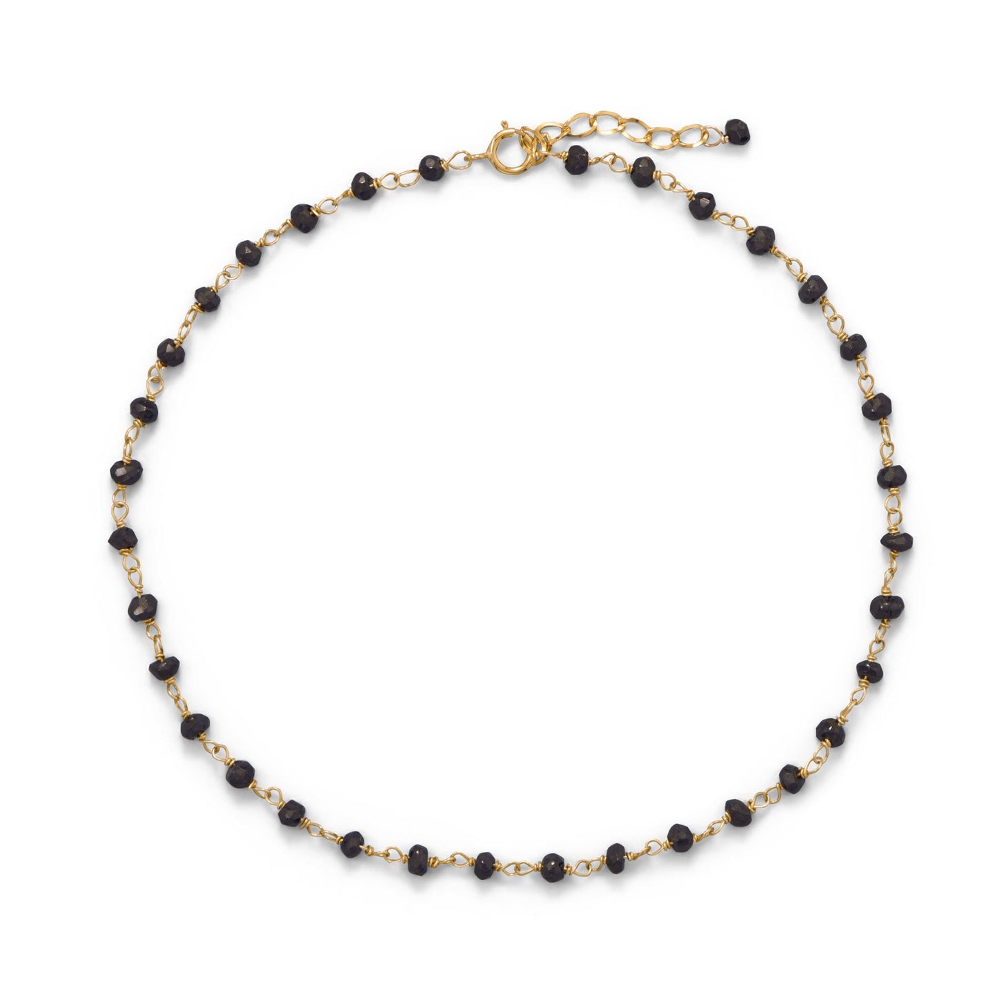 14k Goldplated Silver Black Spinel Anklet