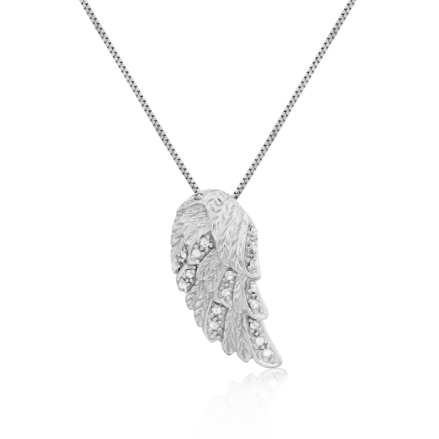 Sterling Silver 0.20 ct TDW White Diamond Feather Necklace