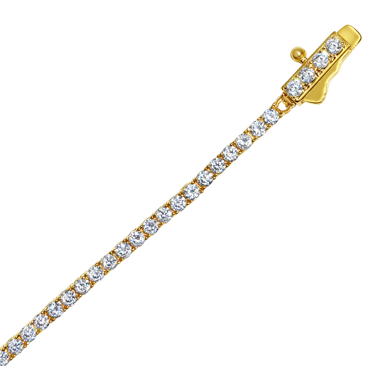 14k Yellow Gold 2.3mm Round-Cut Cubic Zirconia Ladies Tennis Bracelet