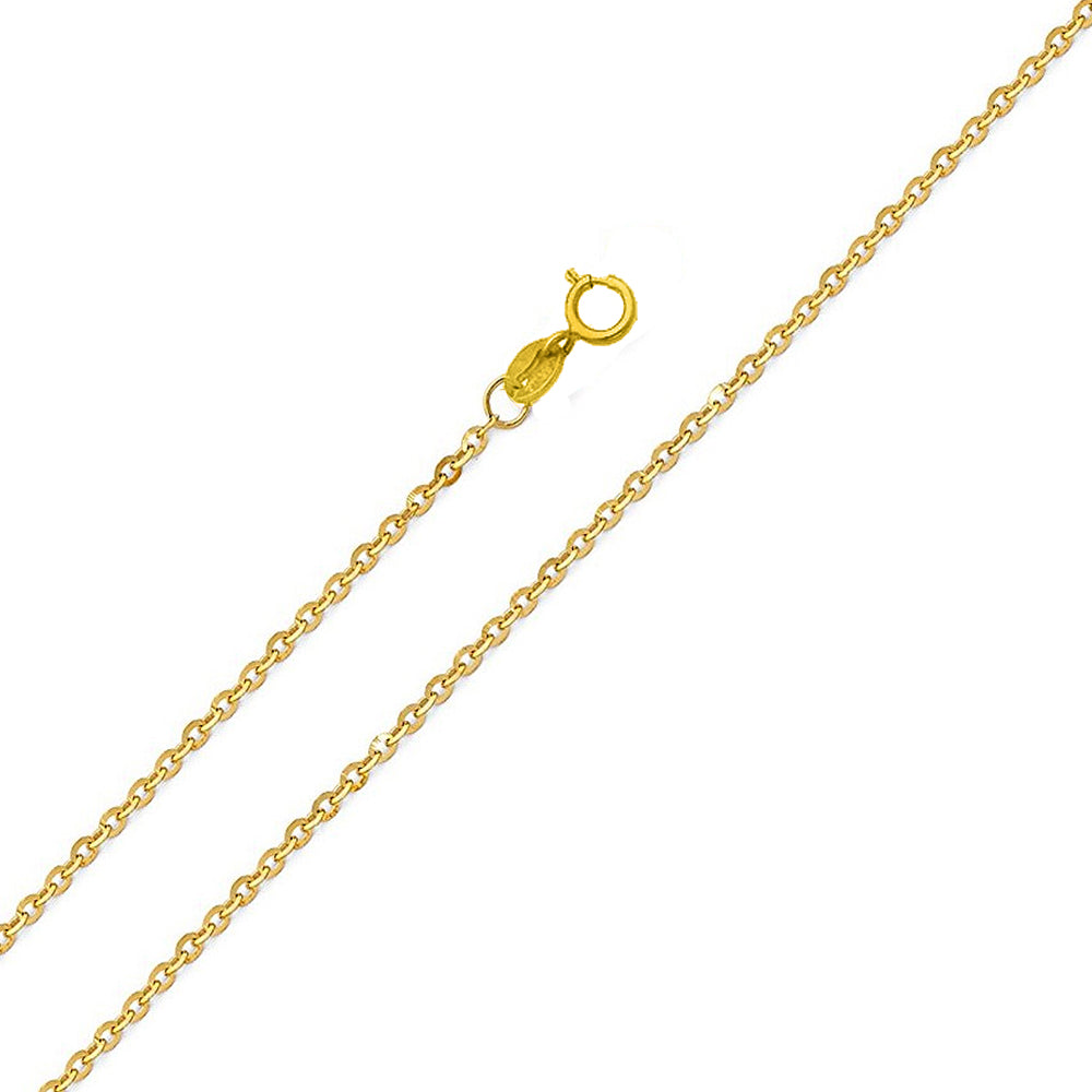 14k Yellow Gold 1.2mm Bevelled Diamond-cut Cable Pendant Chain Necklace