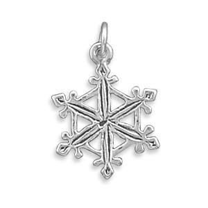 Sterling Silver Oxidized Snowflake Bracelet Charm