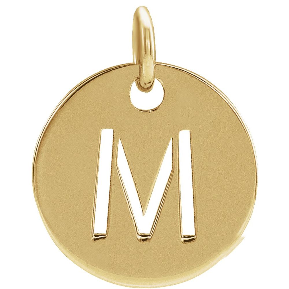 18K Yellow Gold-Plated Sterling Silver Initial M Disc Pendant