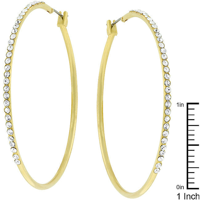 Precious Stars Goldtone 55mm Crystal Hoop Earrings