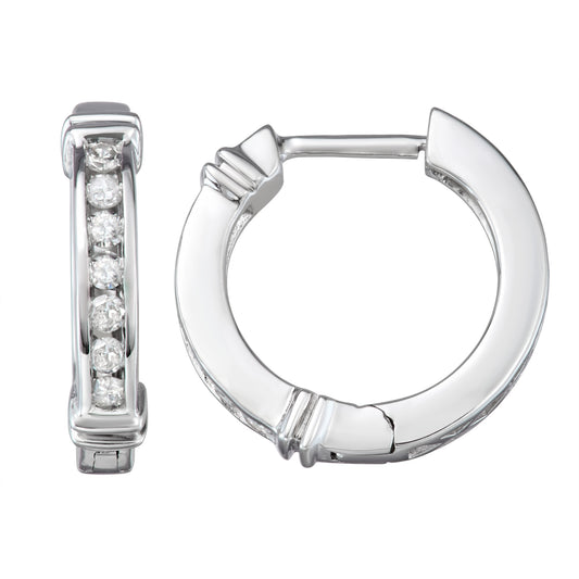 Sterling Silver 0.25ct TDW White Diamond Hoop Earrings