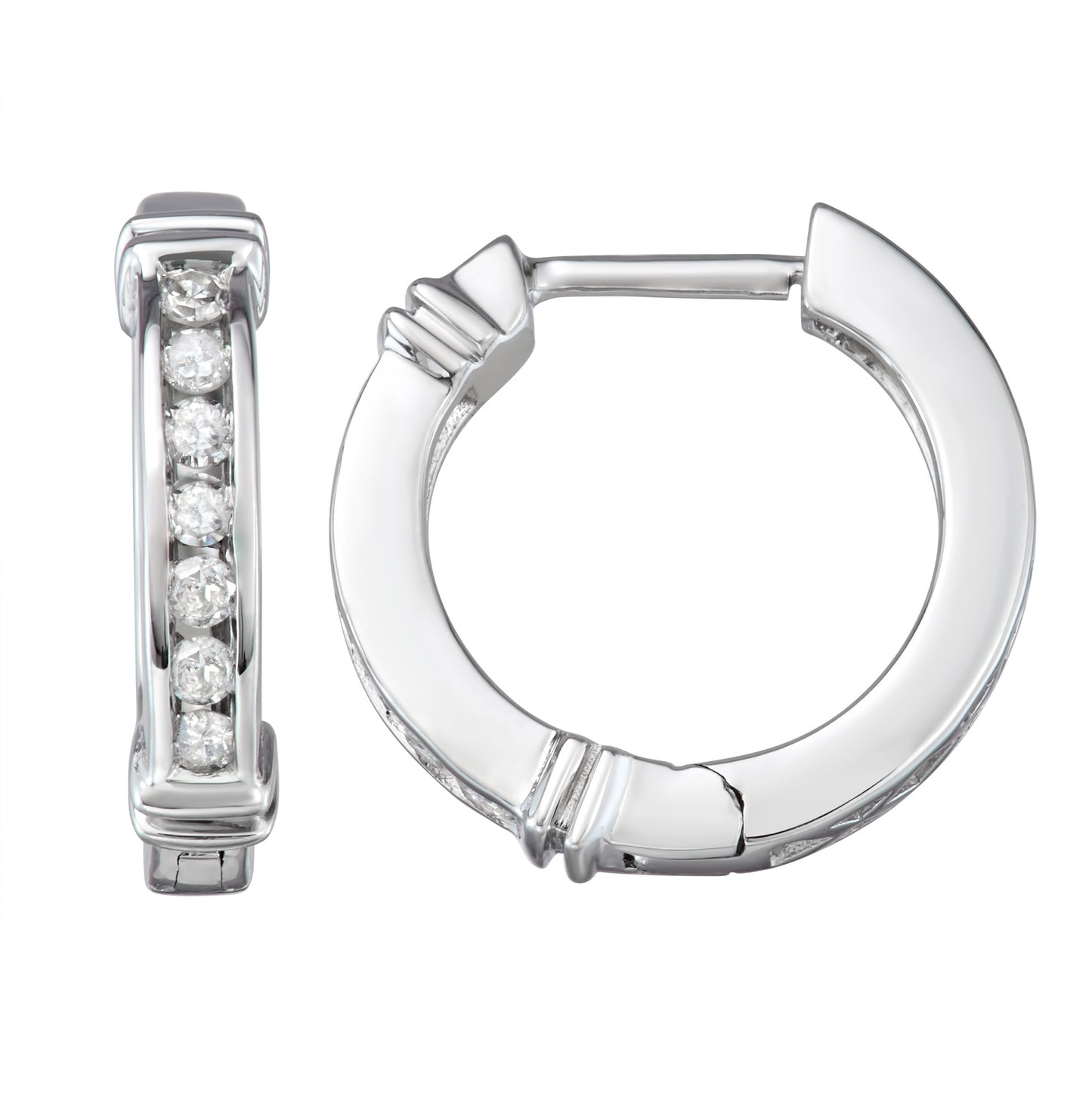 Sterling Silver 0.25ct TDW White Diamond Hoop Earrings