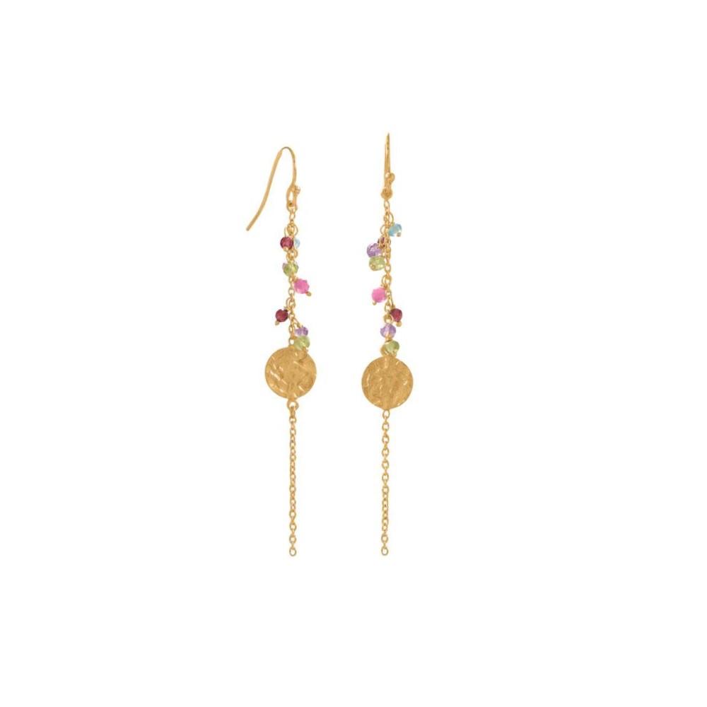 14k Goldplated Silver Multi Bead and Disk Earring