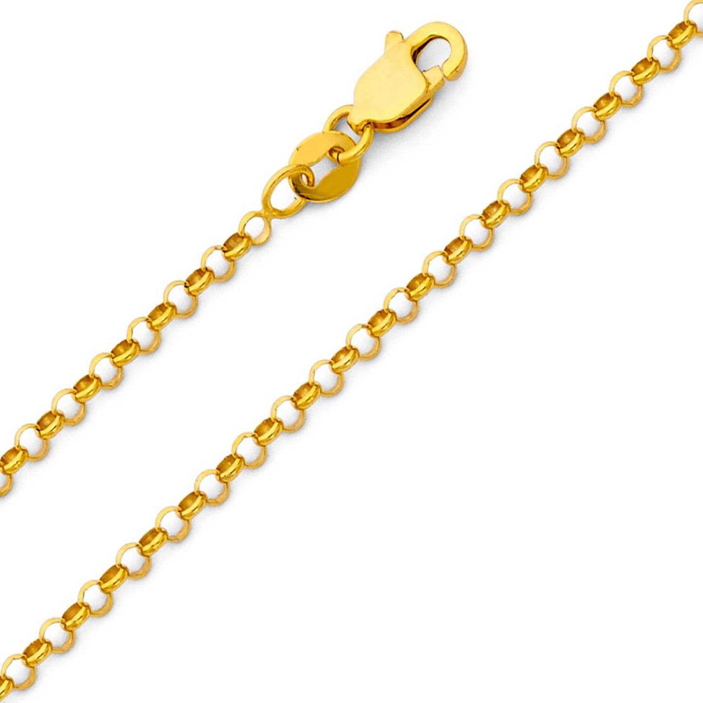 14k Yellow Gold 2.1mm Rolo Cable Pendant Chain Necklace