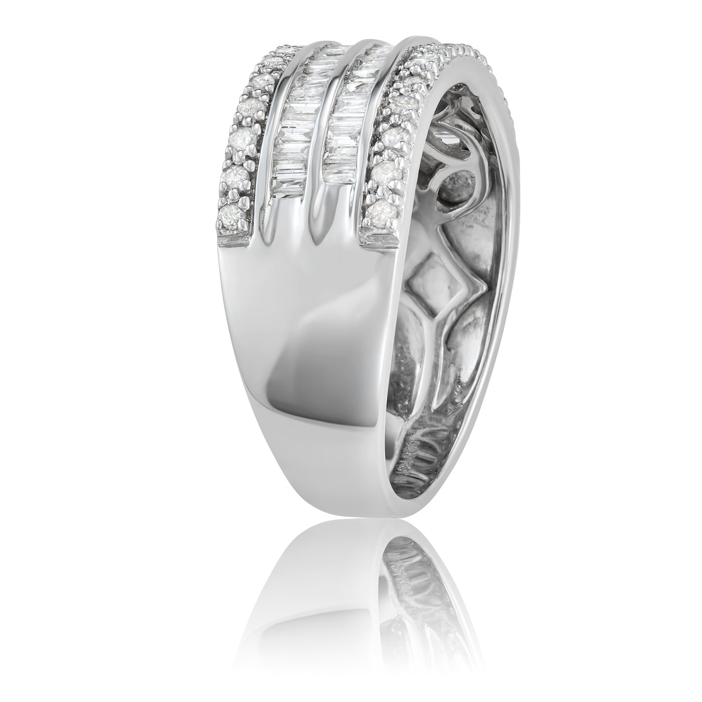 Sterling Silver 1.00ct TDW White Diamond Multi-row Wide Band