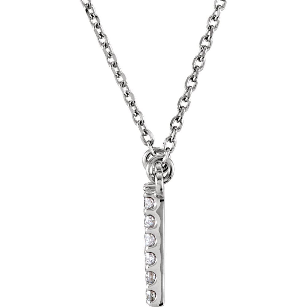 14K White Gold 1/6CTW White Diamond Initial N Pendant Necklace