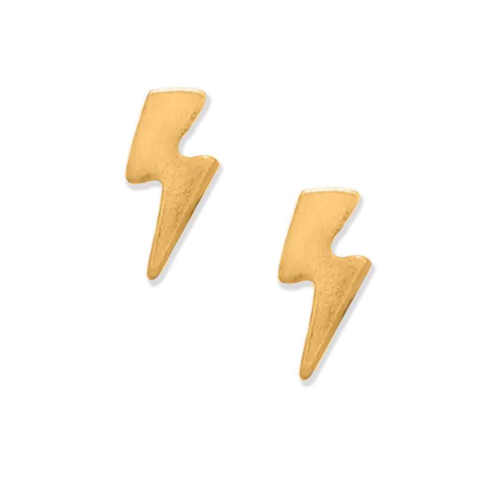 14k Yellow Goldplated Sterling Silver Small Lightning Bold Stud Earrings