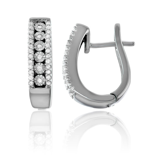 Sterling Silver 0.2ct TDW White Diamond Hoop Earrings