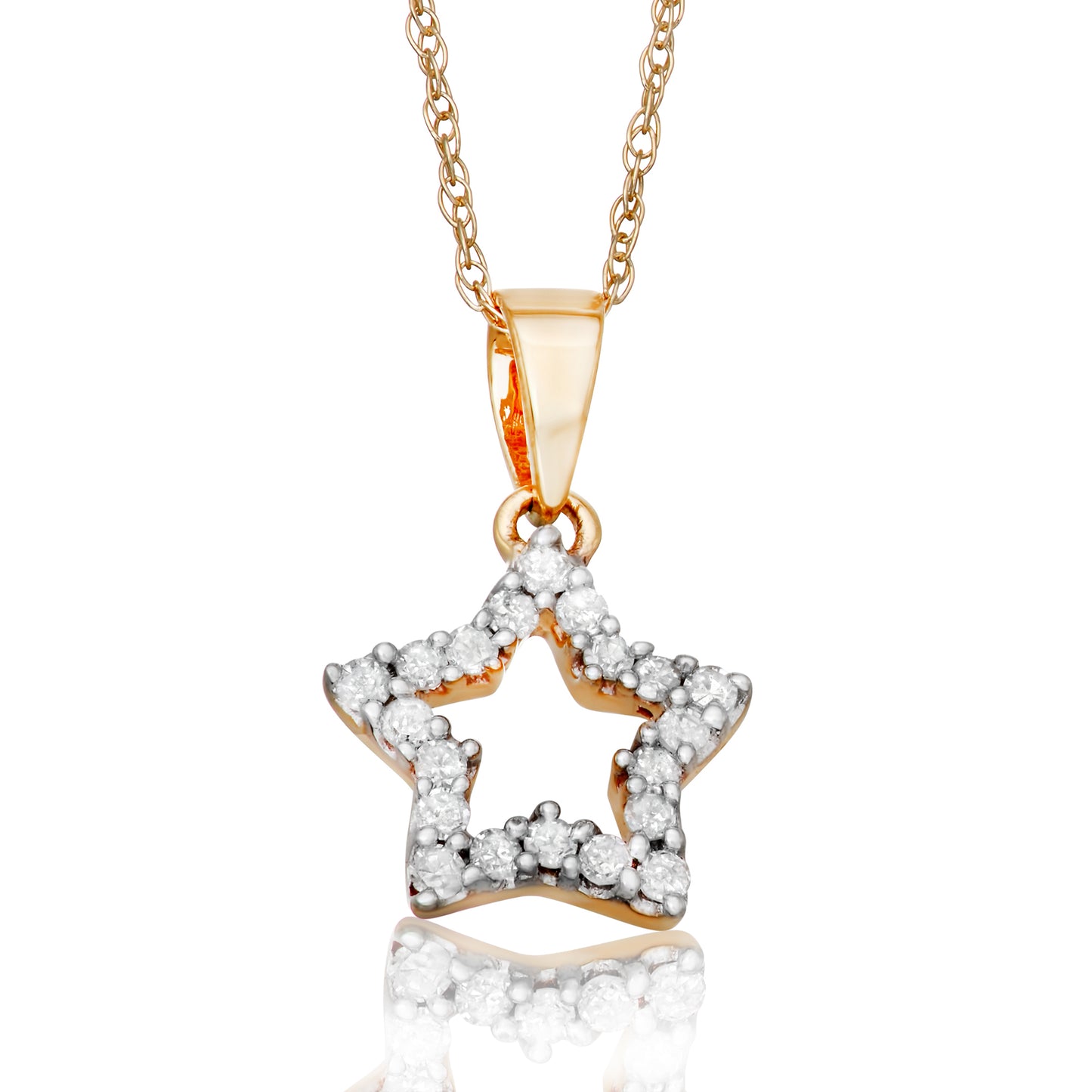 10k Yellow Gold 0.16 ct TDW White Diamond Star Necklace