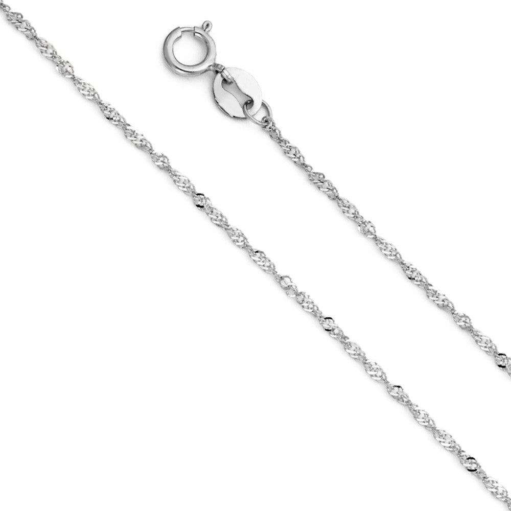 14k White Gold 0.9mm Thin & Dainty Singapore Chain