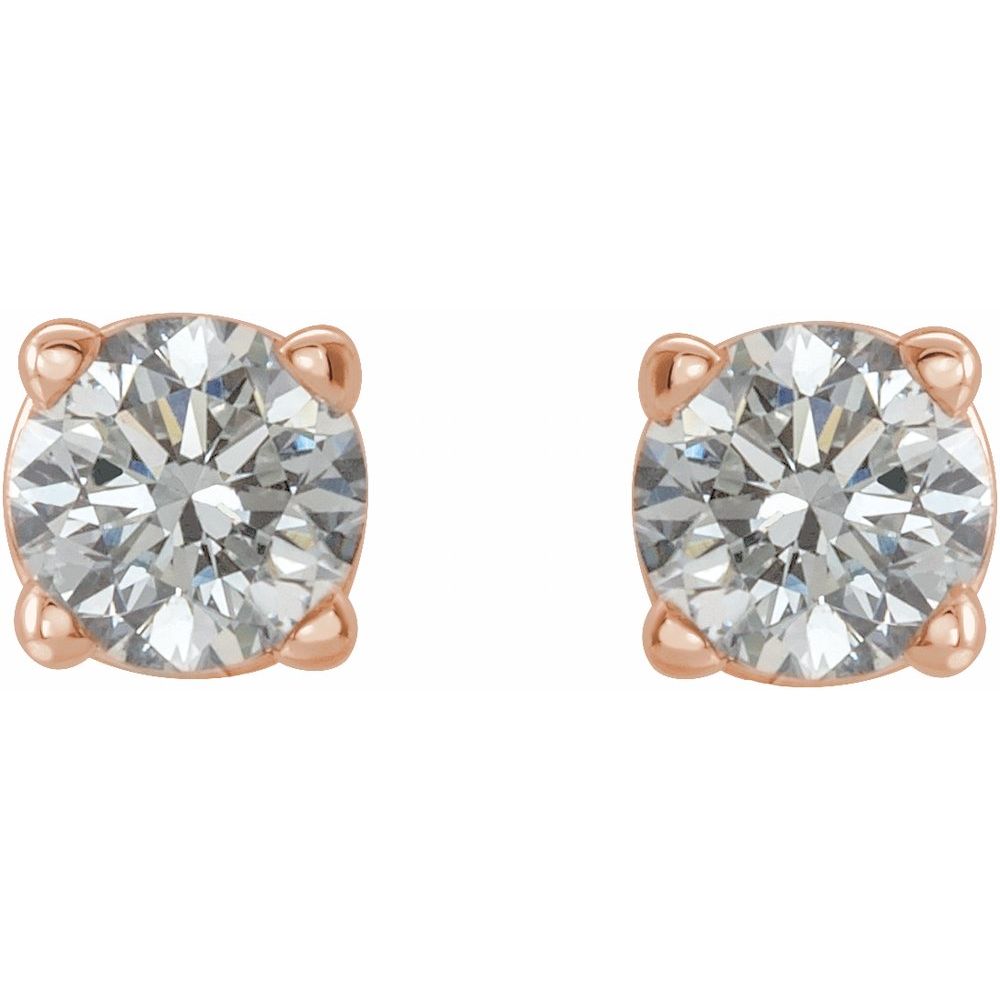 14k Rose Gold 1/5 CTW Natural Diamond Stud Earrings (G-H, I1)