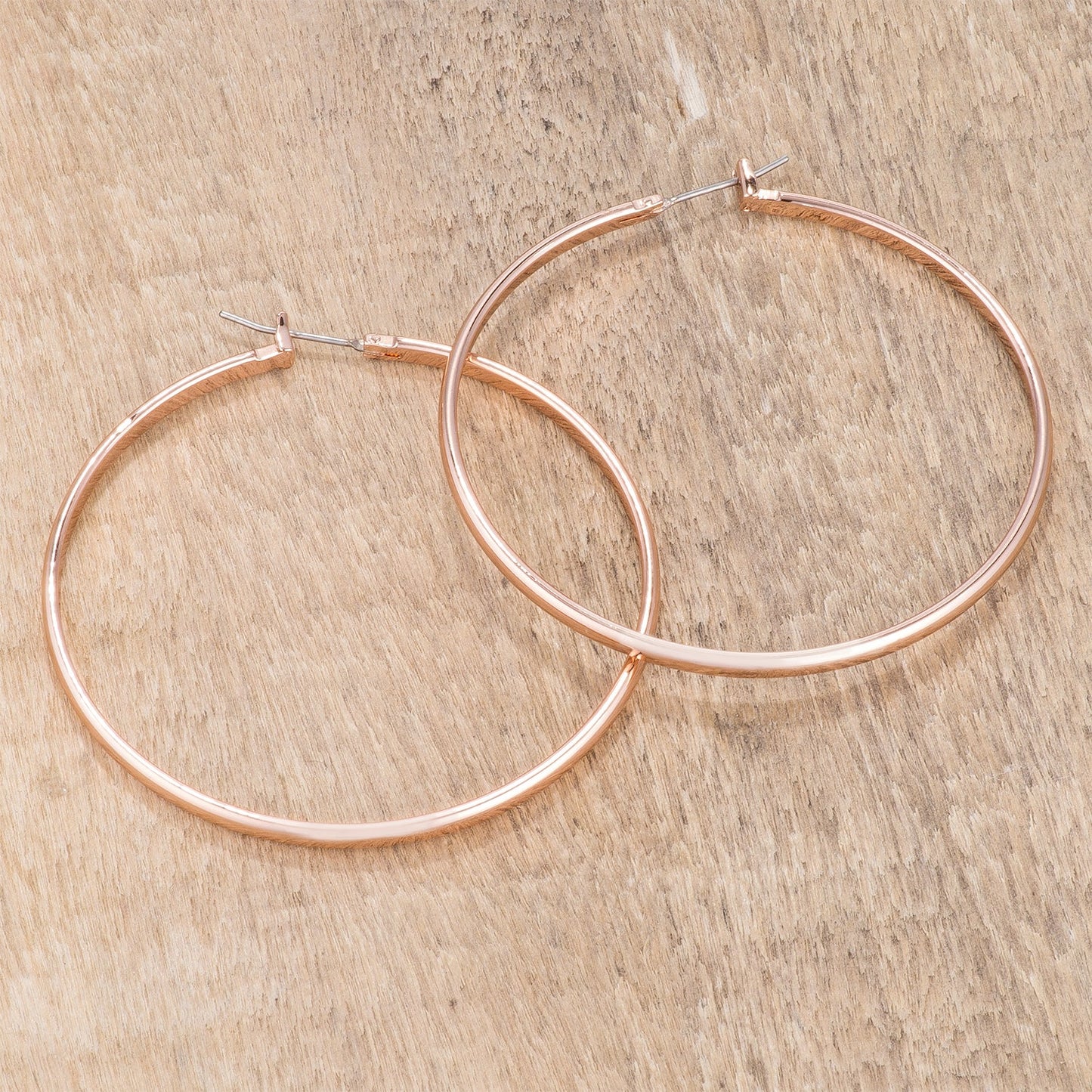 Precious Stars Rose Goldtone 55mm Large Round Hoop Earrings