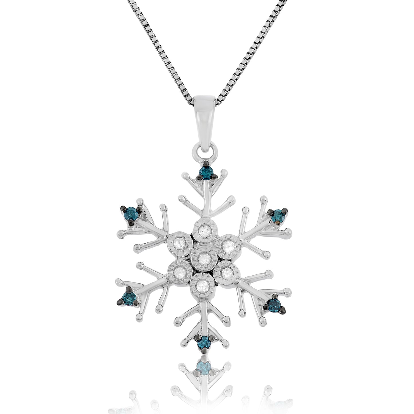 Sterling Silver 0.20 ct TDW White Diamond Snowflake Necklace