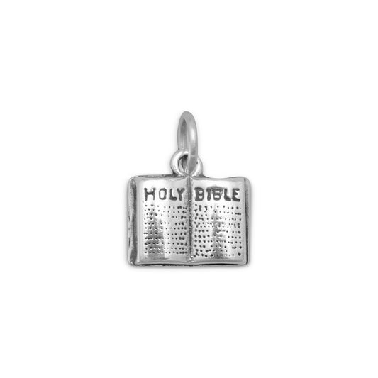 Sterling Silver Holy Bible Bracelet Charm
