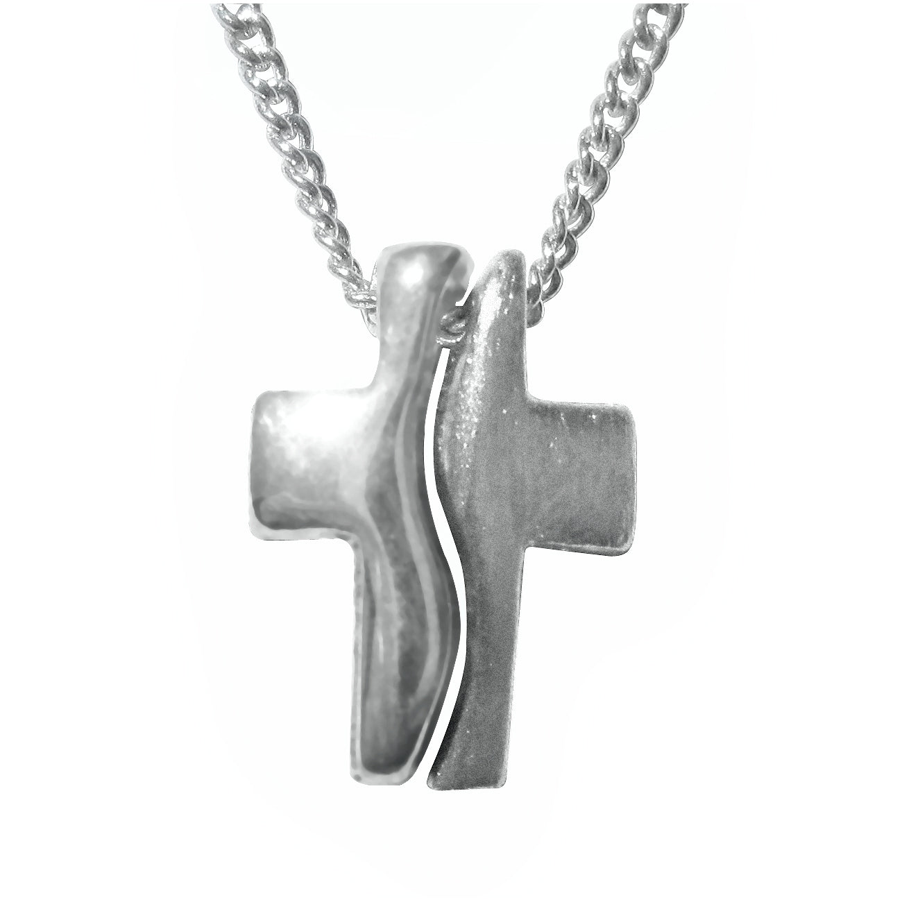 Sterling Silver 2-Piece Cross Pendant and Necklace