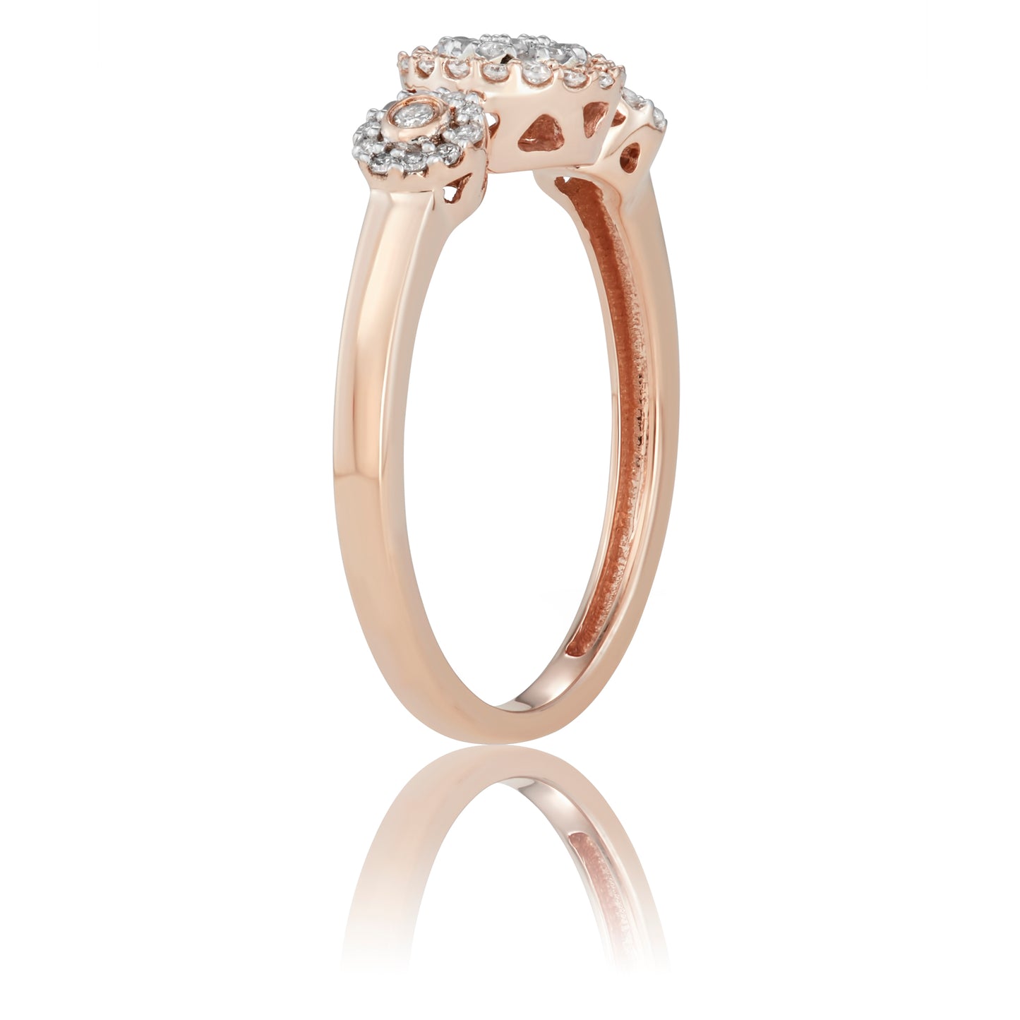 10k Rose Gold 0.23ct TDW White Diamond 3-Stone Style Engagement Ring