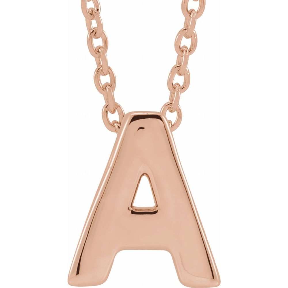 14K Rose Gold Initial A Pendant Slide Necklace