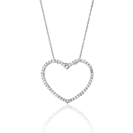 10k White Gold 0.50 ct TDW White Diamond Heart Necklace