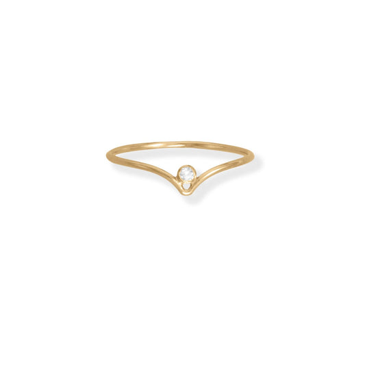 14/20 Gold Filled Cubic Zirconia "V" Design Ring