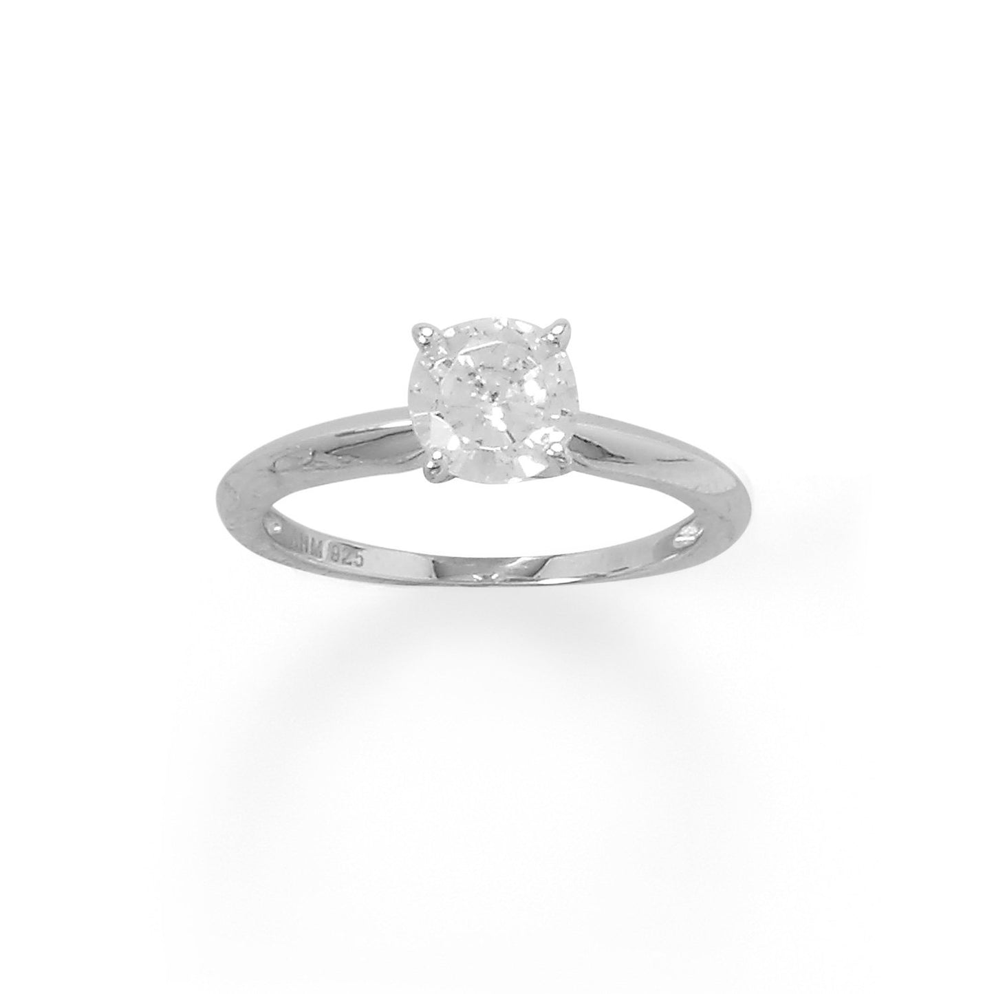 Sterling Silver Round-cut Cubic Zirconia Solitaire Engagement Ring