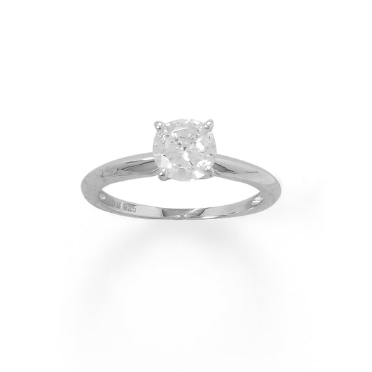 Sterling Silver Round-cut Cubic Zirconia Solitaire Engagement Ring