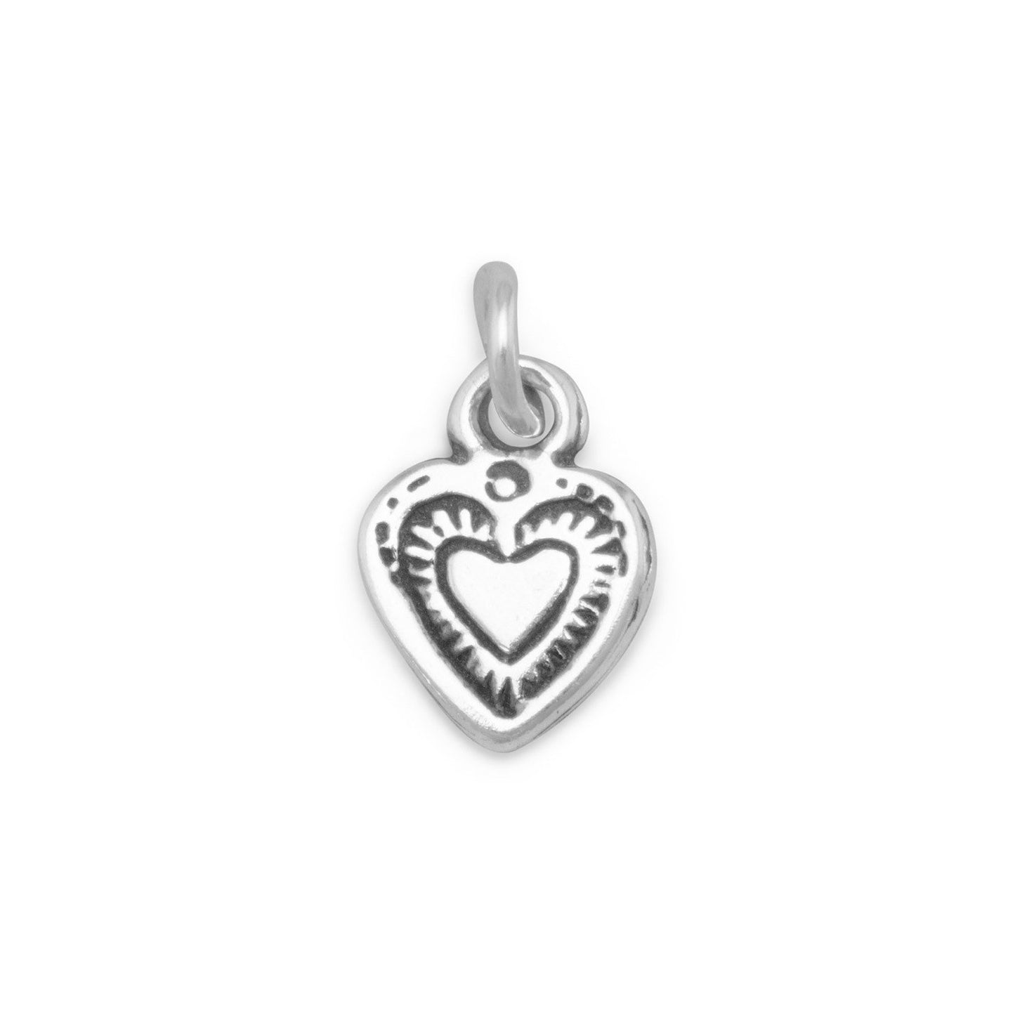 Sterling Silver Oxidized Heart Bracelet Charm