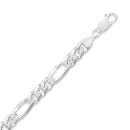 Precious Stars Sterling Silver 6.8 mm Figaro Chain Necklace