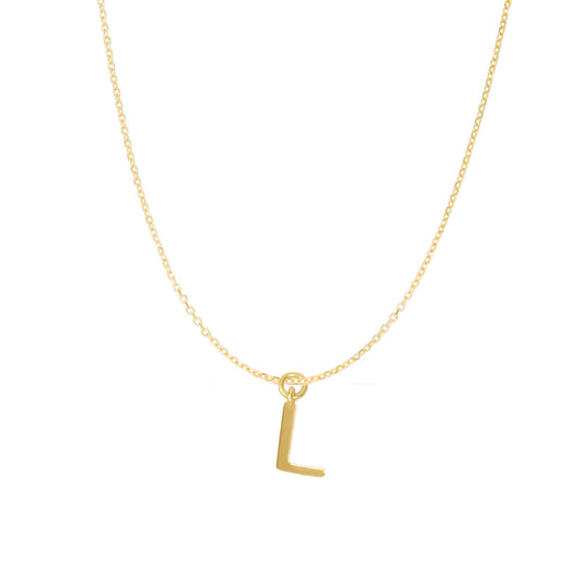 Precious Stars 14K Goldplated Sterling Silver Polished L Charm with Goldfilled 1.5mm Cable Chain (16)