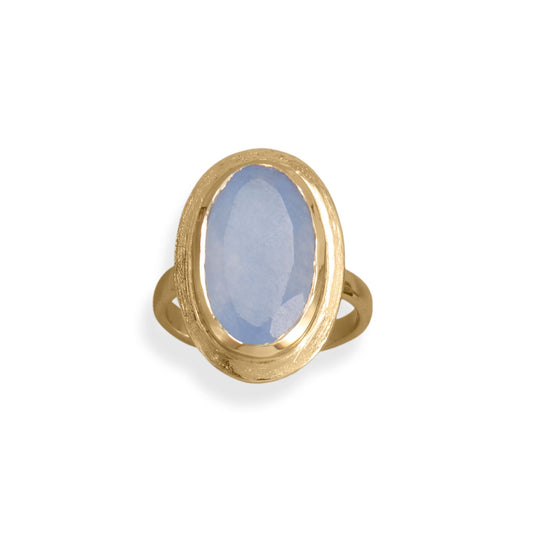 14kt Goldplated Silver Oval Chalcedony Ring