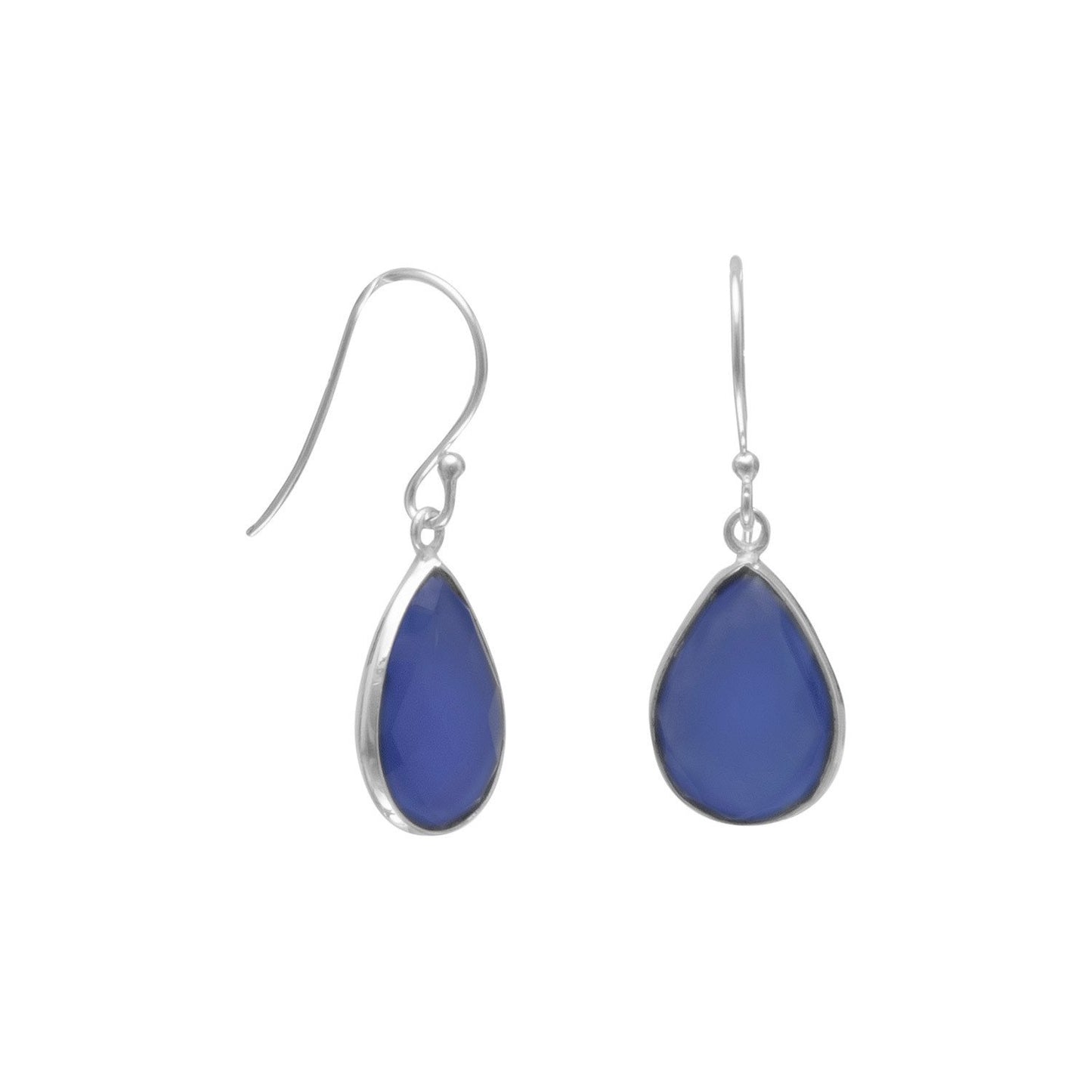 Sterling Silver Blue Chalcedony French Wire Earrings