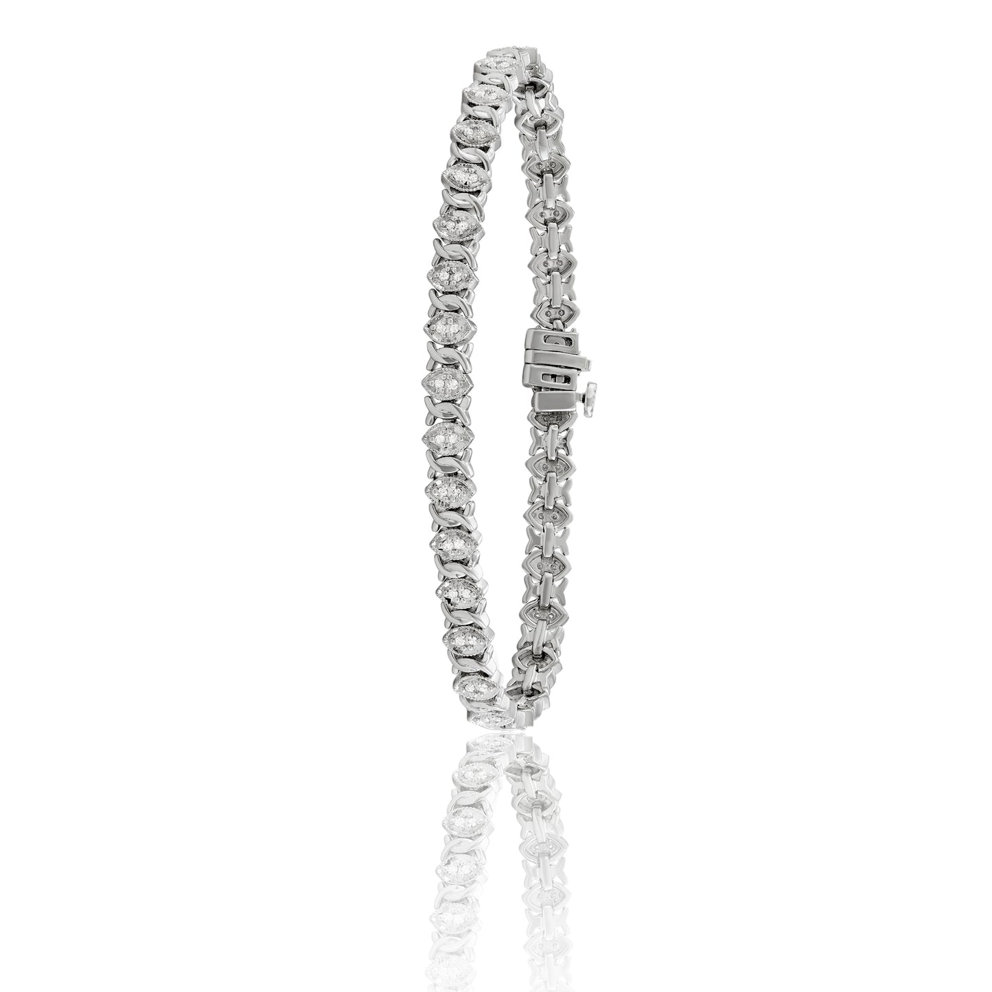 Sterling Silver 0.50ct TDW White Diamond 7 Inch 'XO' Tennis Bracelet