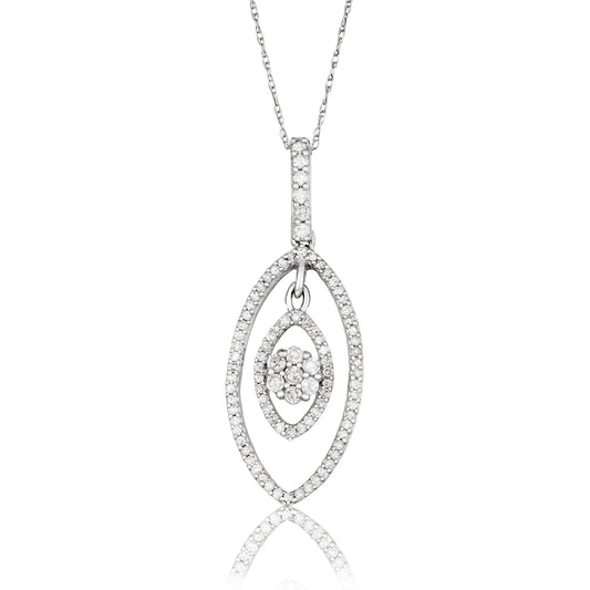 10k White Gold 0.50 ct TDW White Diamond Fancy Necklace