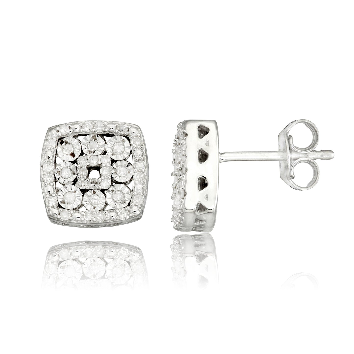 Sterling Silver 0.25ct TDW White Diamond Stud Earrings