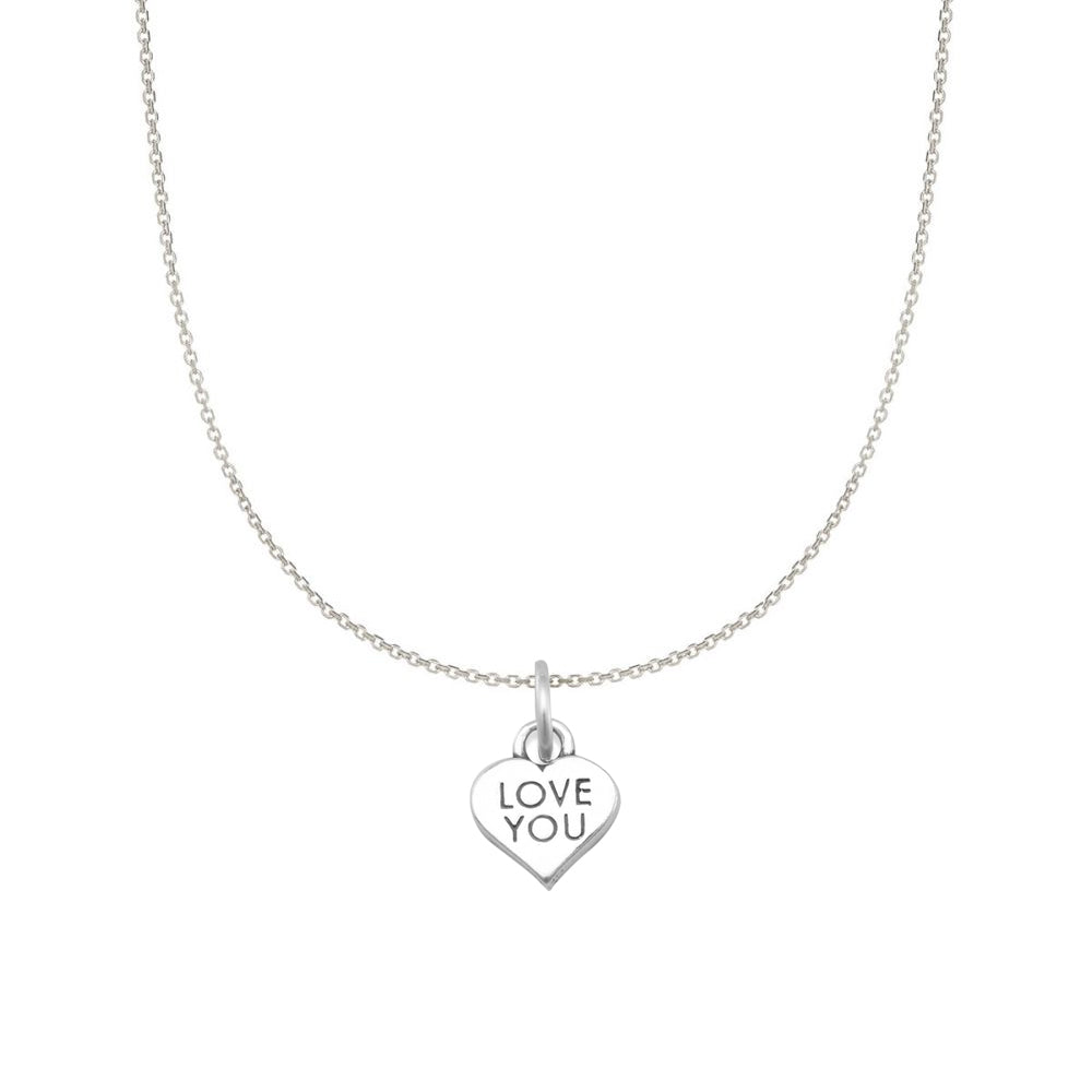 Sterling Silver 'Love You' Heart Pendant Necklace