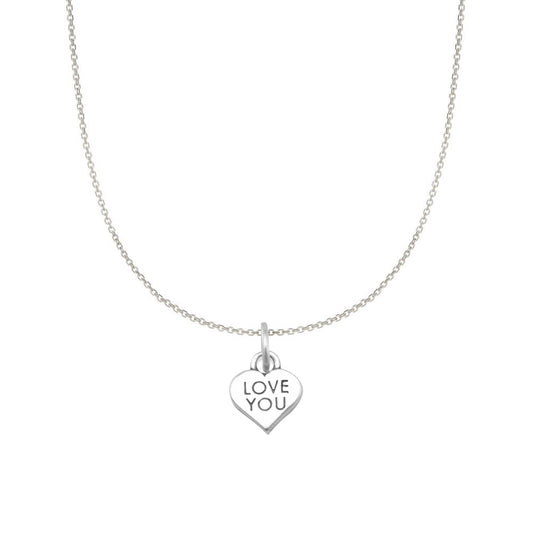 Sterling Silver 'Love You' Heart Pendant Necklace