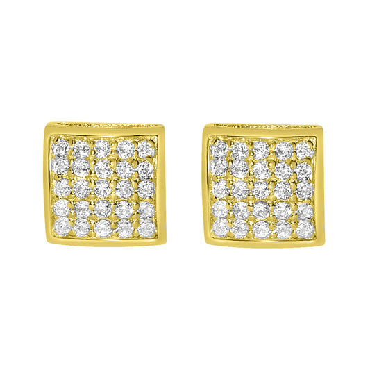 14k Yellow Gold 7 mm Composite Cubic Zirconia Square Stud Earrings